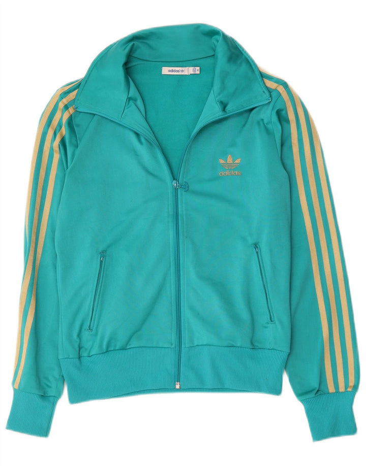 Adidas Womens Graphic Tracksuit Top Jacket IT 46 Poliéster Verde Médio