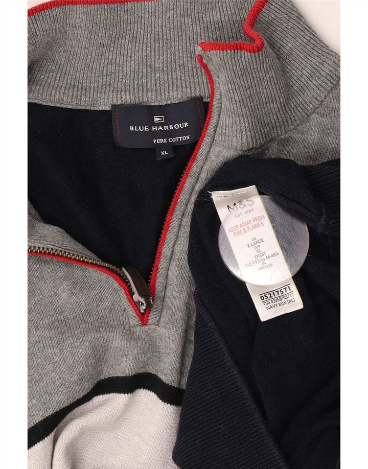 Suéter masculino Marks & Spencer Blue Harbor com zíper e gola XL azul marinho