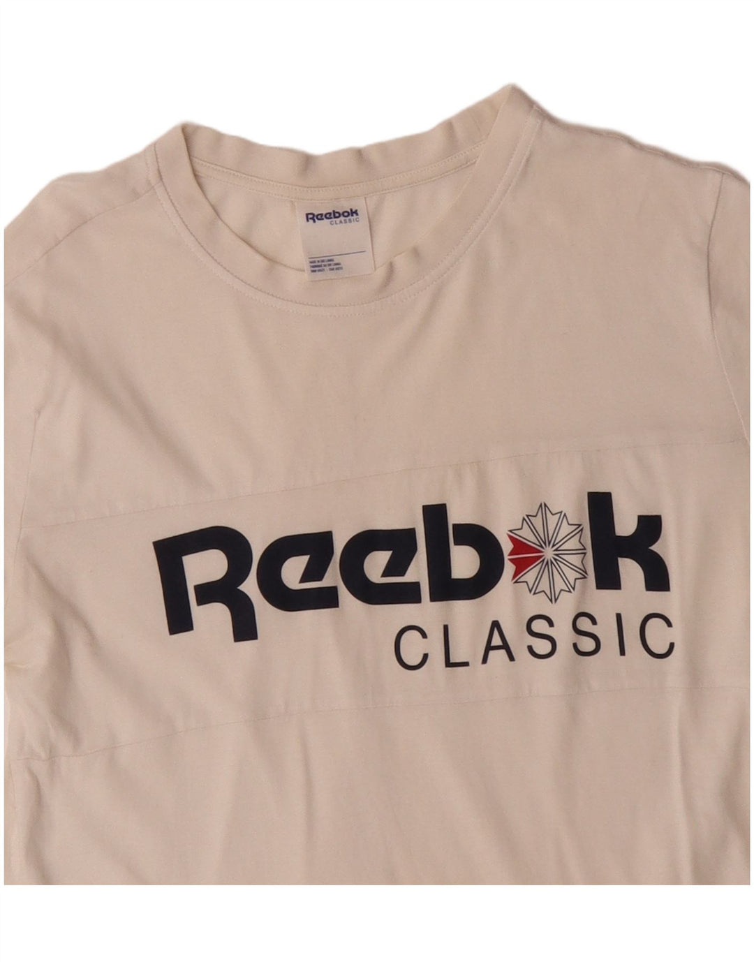 Reebok Camiseta Feminina Graphic Top UK 12 Médio Off White Algodão