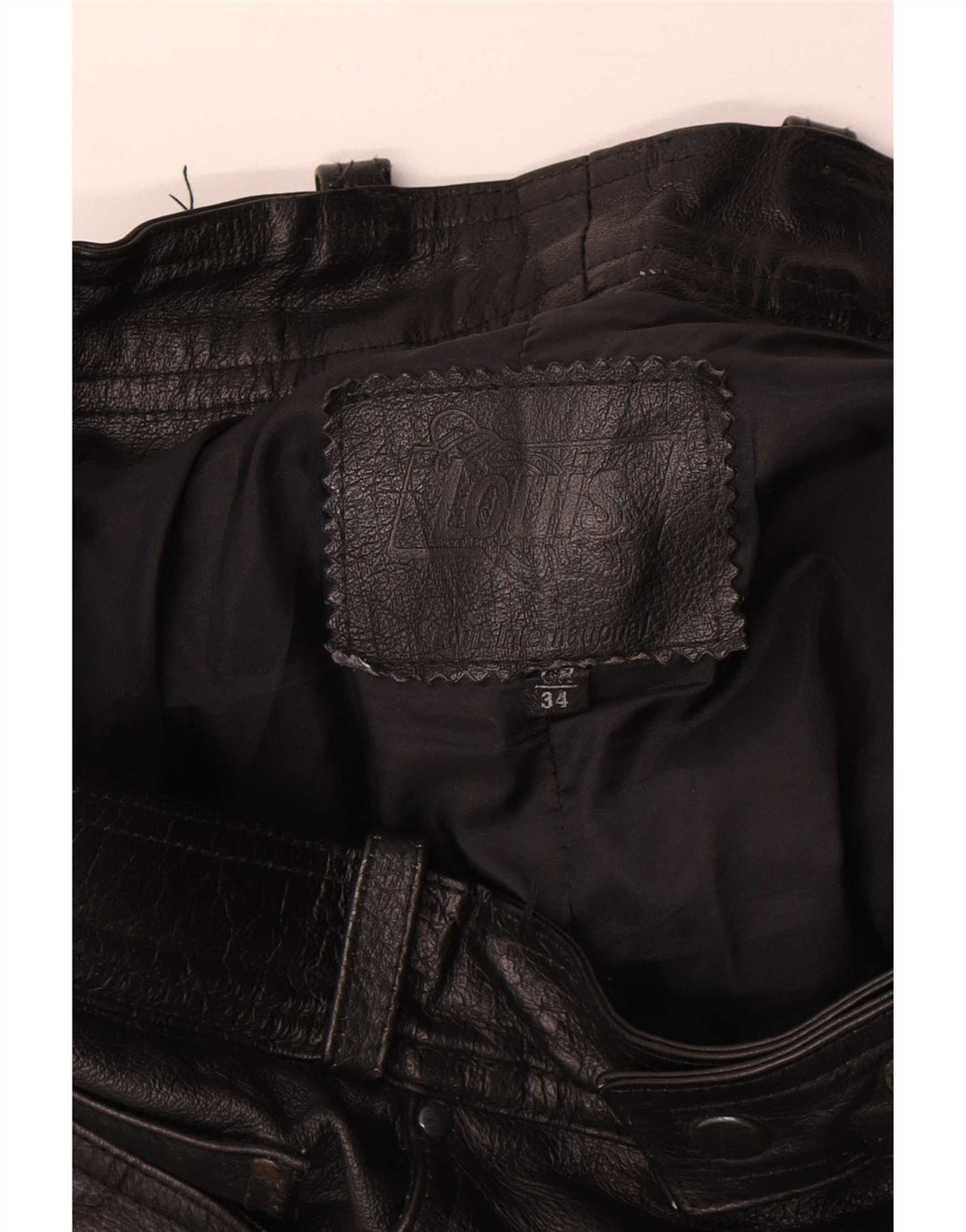 Calça Louis masculina reta de couro W34 L30 preta