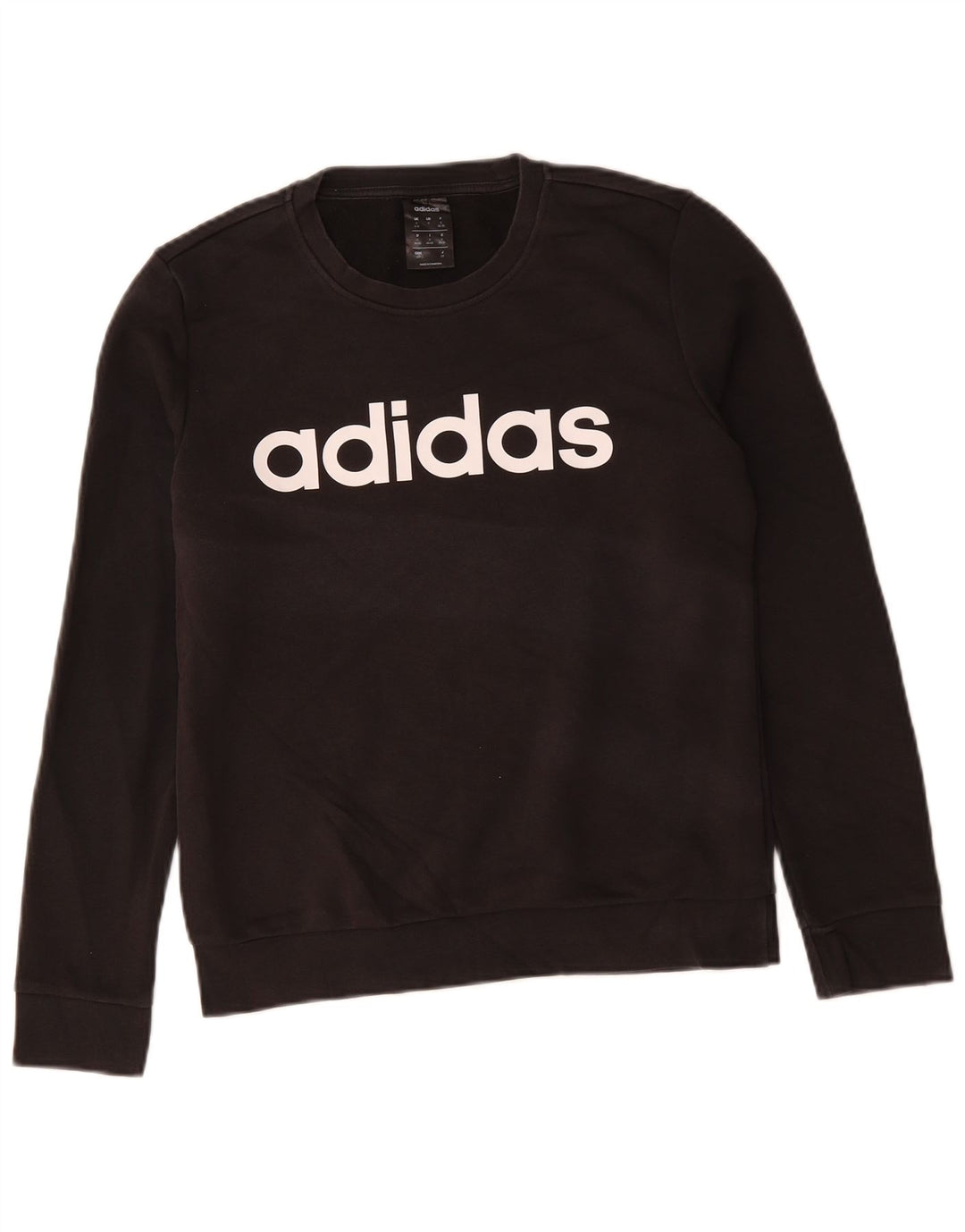 ADIDAS Womens Graphic Sweatshirt Jumper UK 8/10 Pequeno Algodão Preto