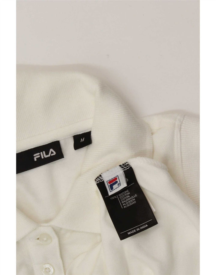 Camisa polo feminina sem mangas Fila UK 12 algodão branco médio