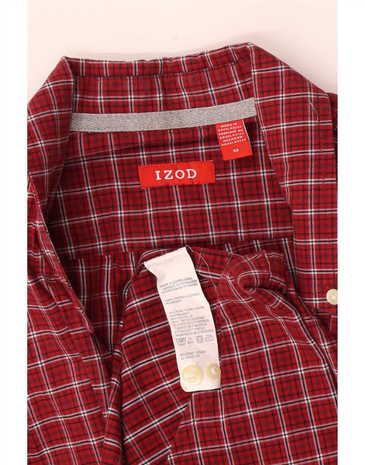 Izod Camisa masculina de algodão xadrez médio Borgonha