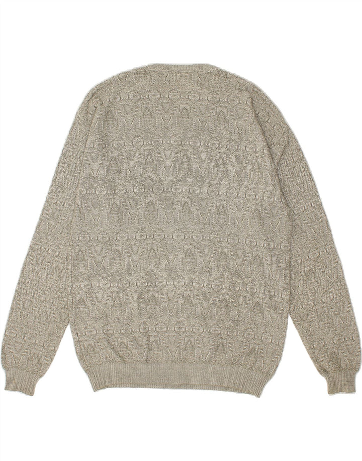 ENZO GOTI Mens V-Neck Jumper Sweater XL Green Fair Isle Cotton Vintage Enzo Goti and Second-Hand Enzo Goti from Messina Hembry 