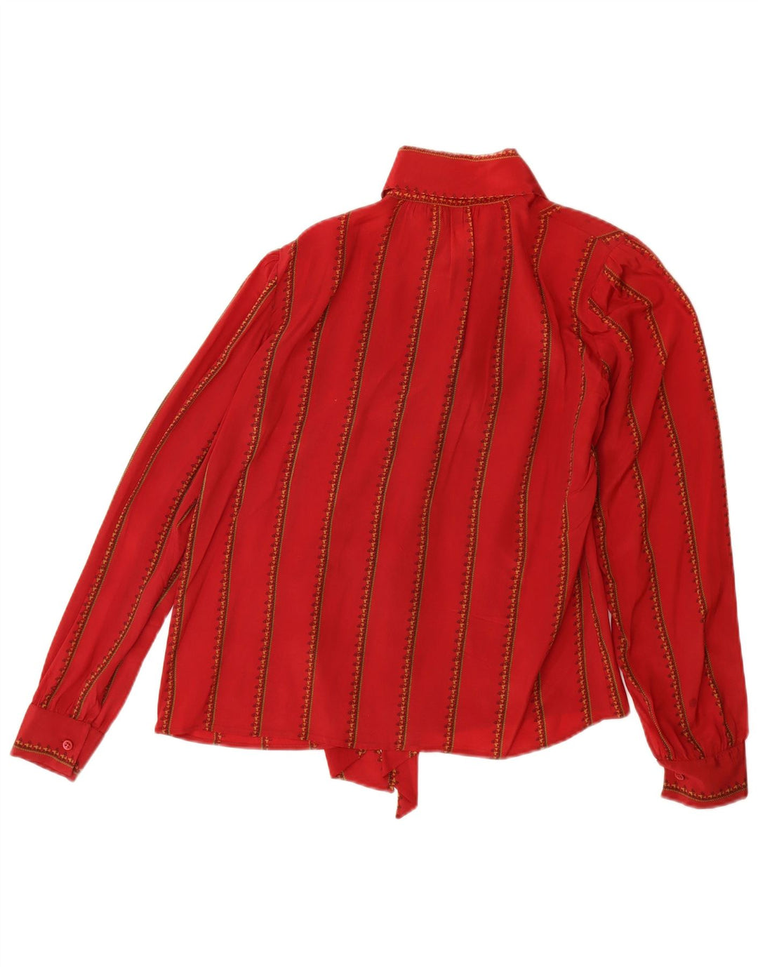 Blusa feminina de manga comprida com gravata frontal MIMMINA Reino Unido 14 grande listrada vermelha