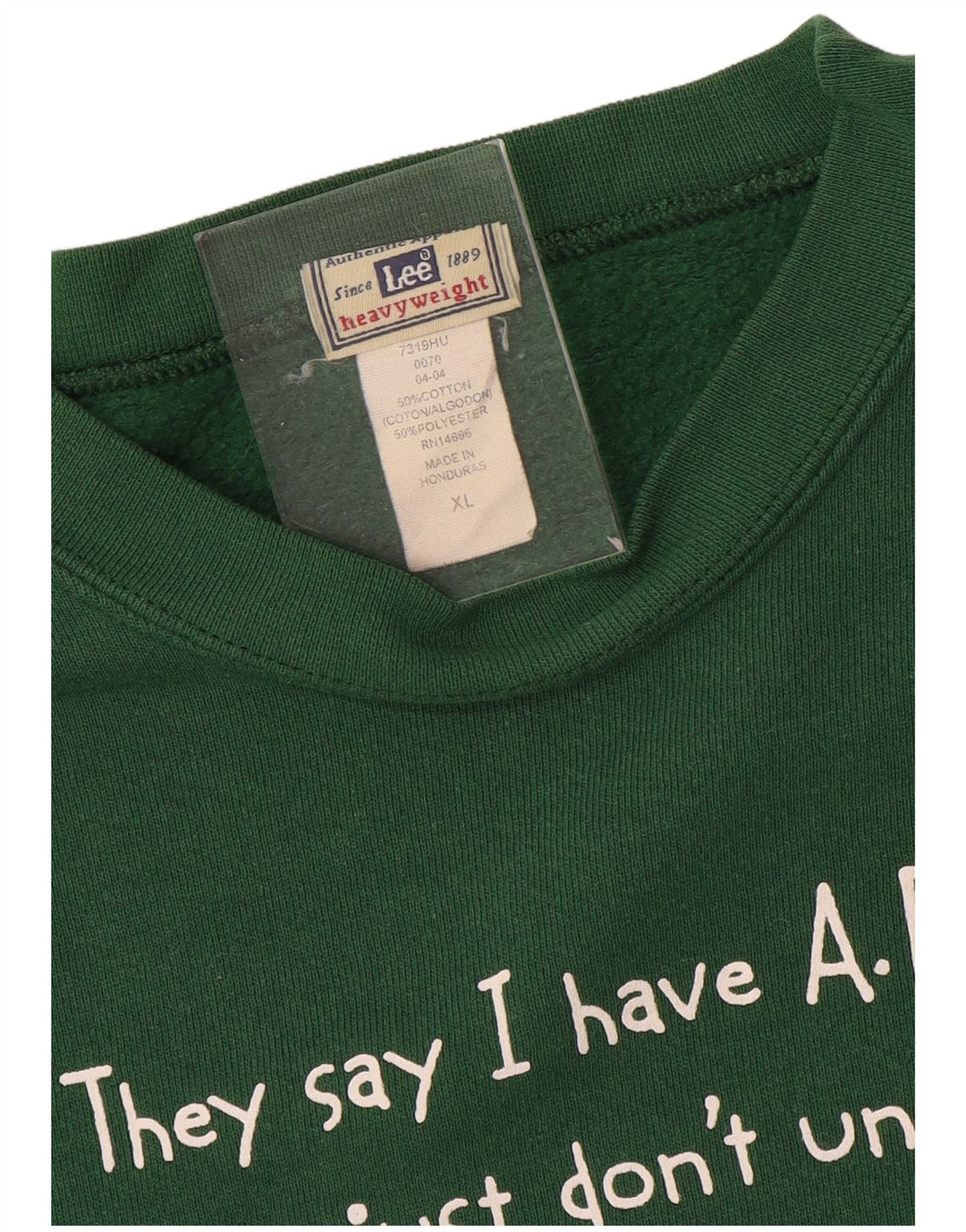 Lee moletom gráfico masculino jumper XL algodão verde