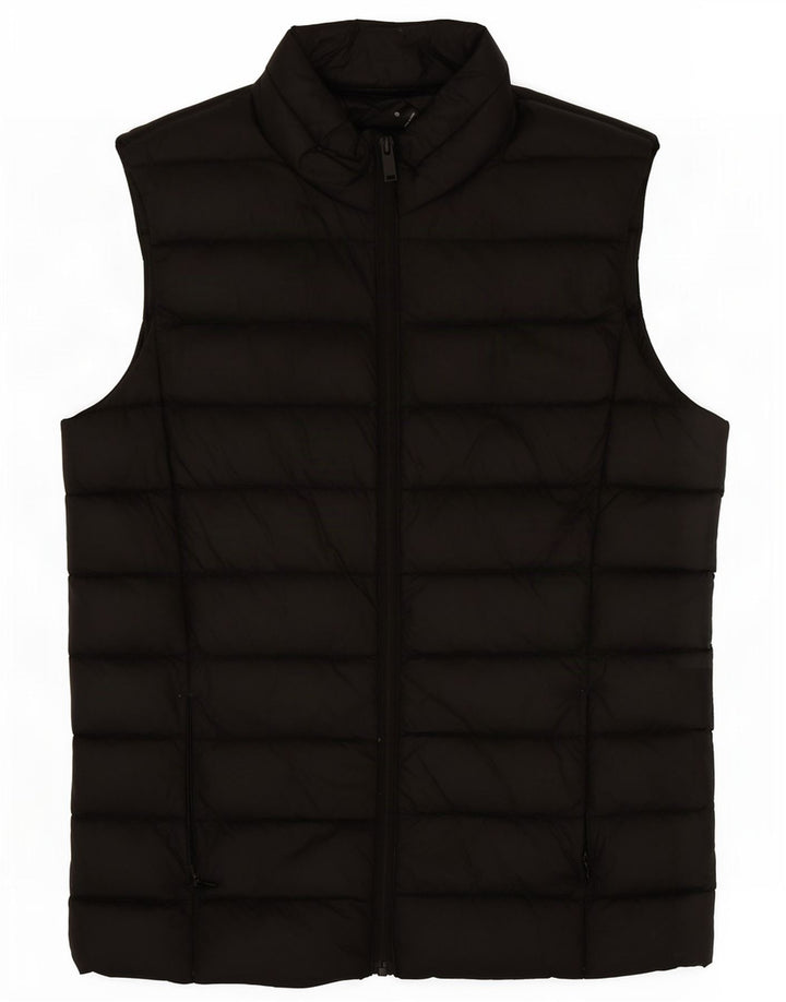 Colete acolchoado feminino Marks & Spencer UK 8 pequeno preto poliamida