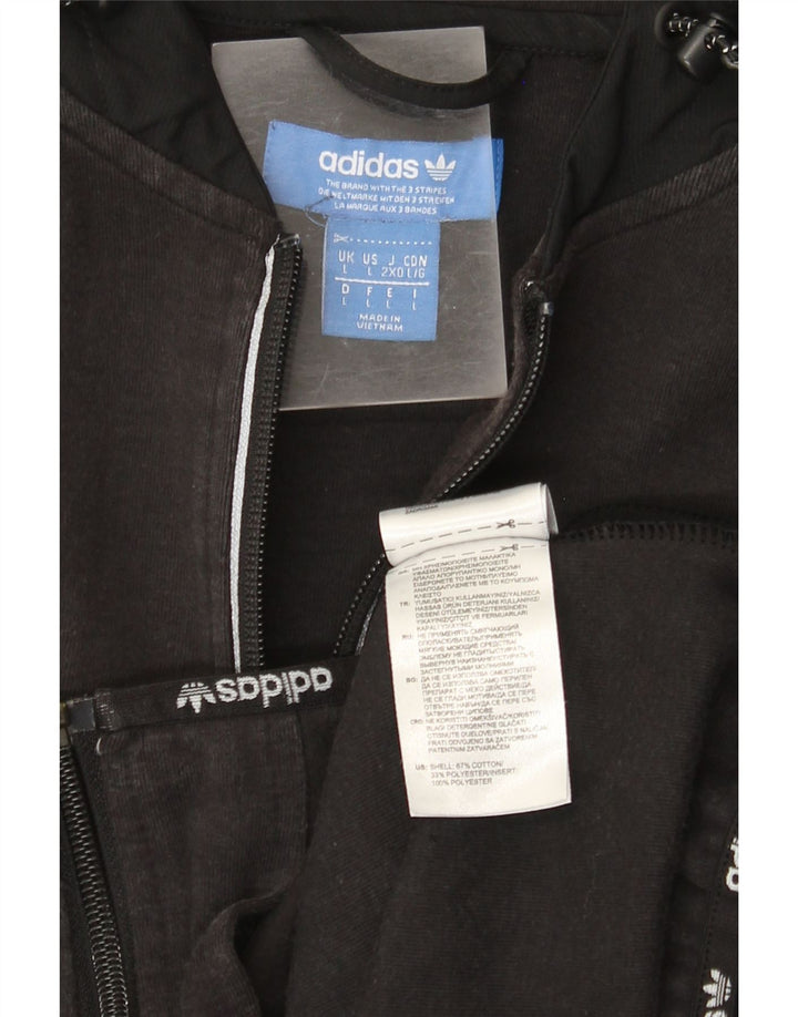 Adidas masculino zip moletom com capuz grande algodão preto