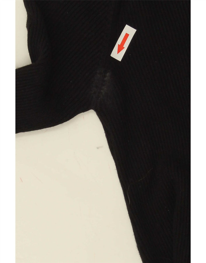Zara Top curto feminino manga 3/4 UK 8 pequeno preto viscose