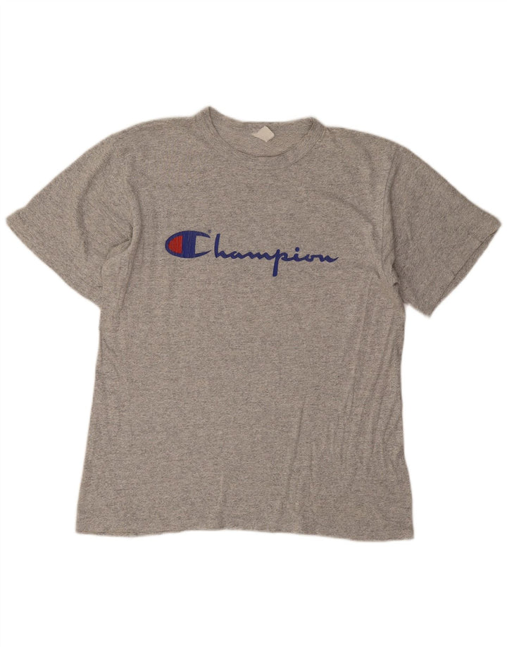 Camiseta masculina estampada Champion grande cinza manchado