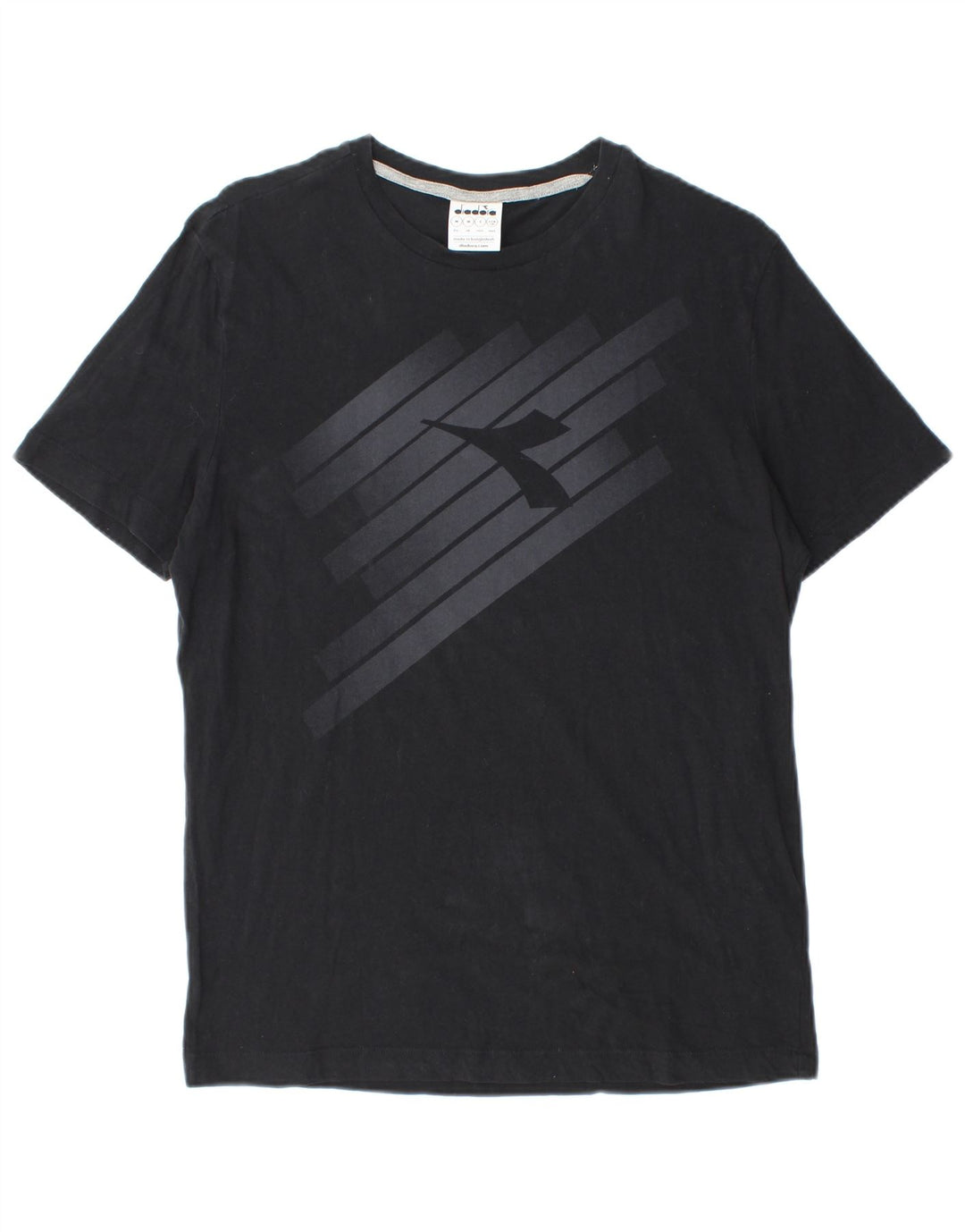 Camiseta gráfica masculina Diadora Top médio algodão preto