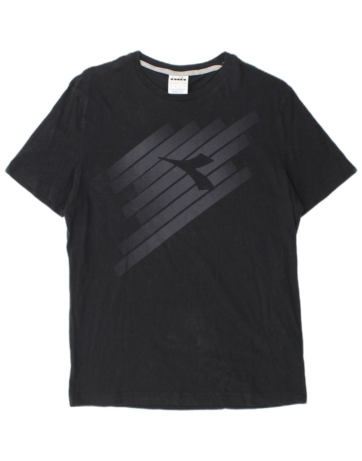 Camiseta gráfica masculina Diadora Top médio algodão preto