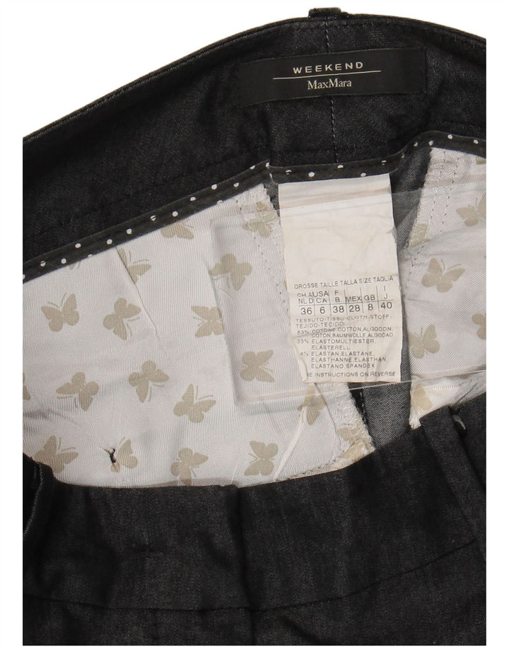 Max Mara Calça feminina casual de fim de semana reta UK 8 pequena W28 L28 cinza