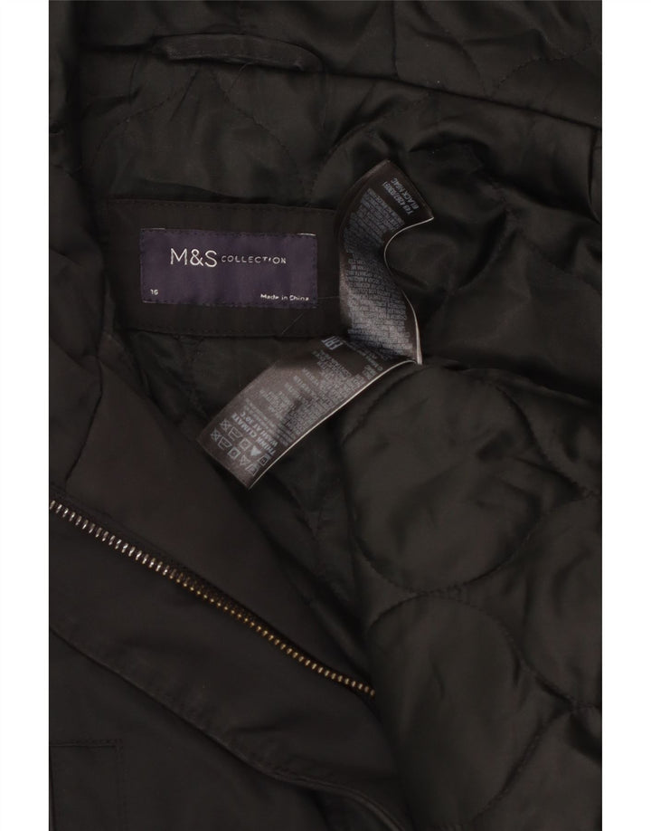 Jaqueta parka feminina com capuz Marks & Spencer Reino Unido 16 grande poliéster preto