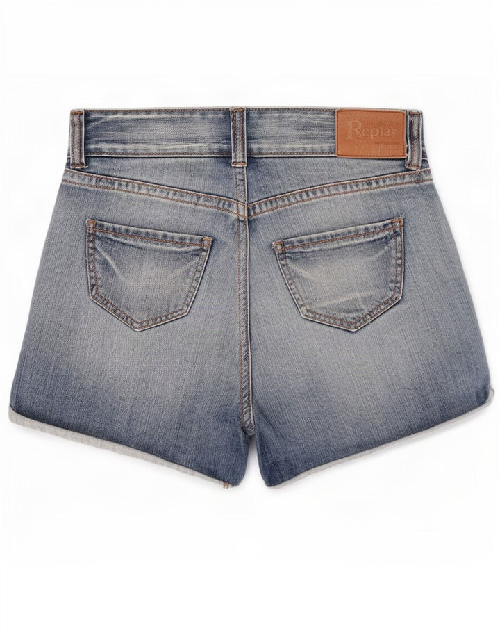 Shorts jeans feminino Replay médio W28 azul algodão