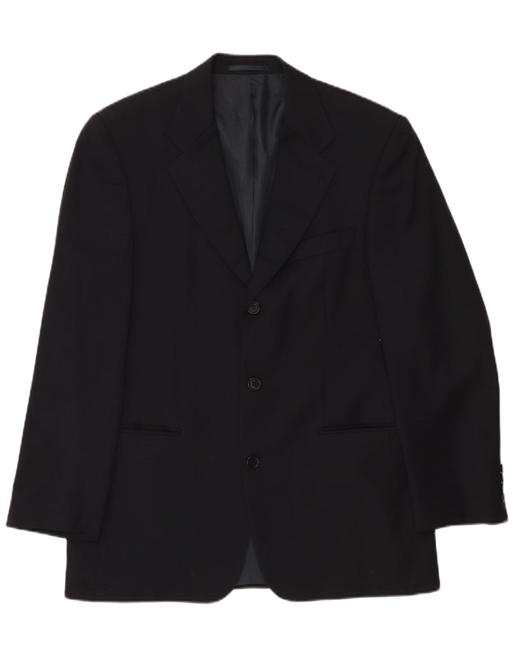 Jaqueta blazer masculina de 3 botões Hugo Boss EU 50 grande lã virgem preta