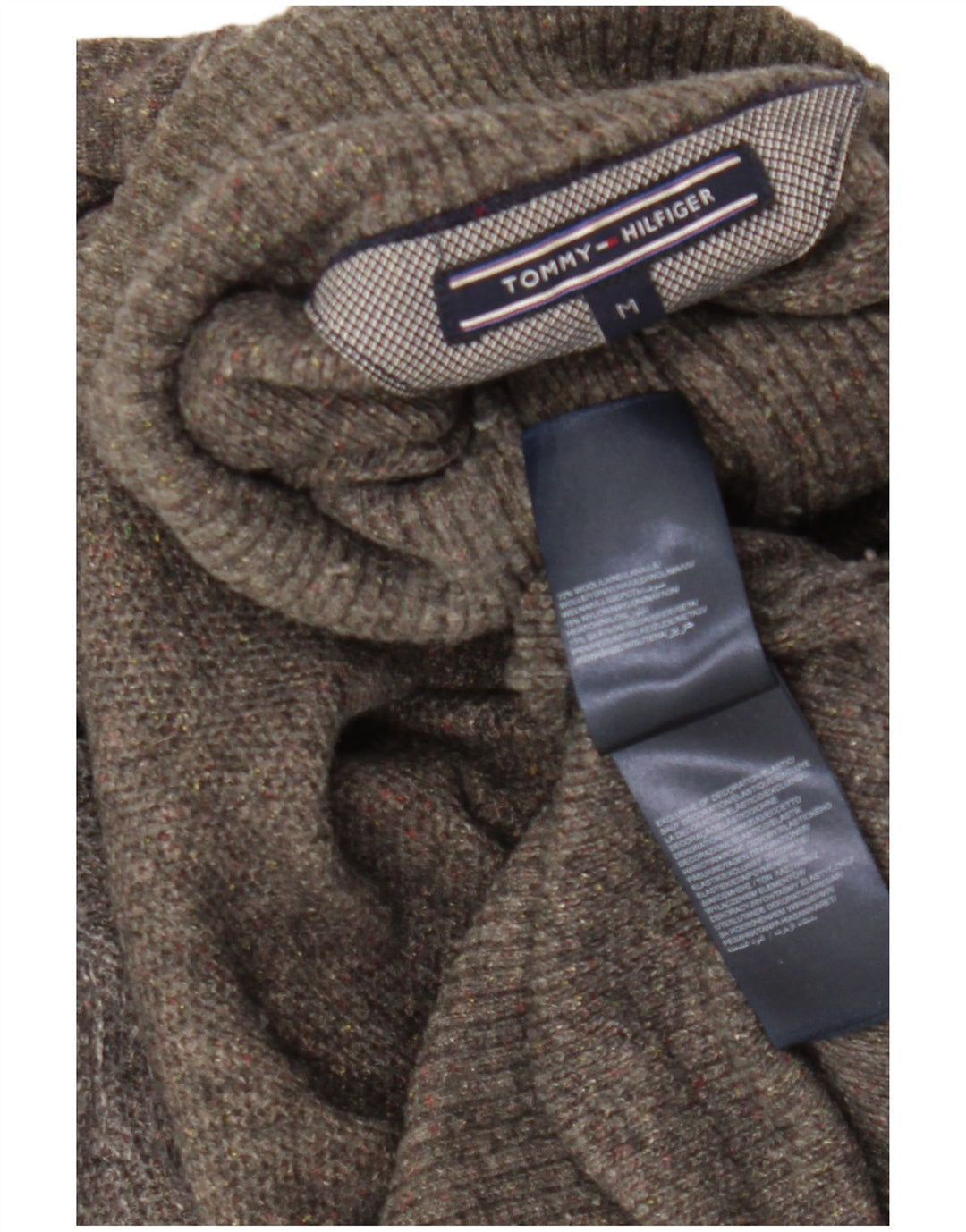 Suéter masculino Tommy Hilfiger com gola redonda e lã cinza médio