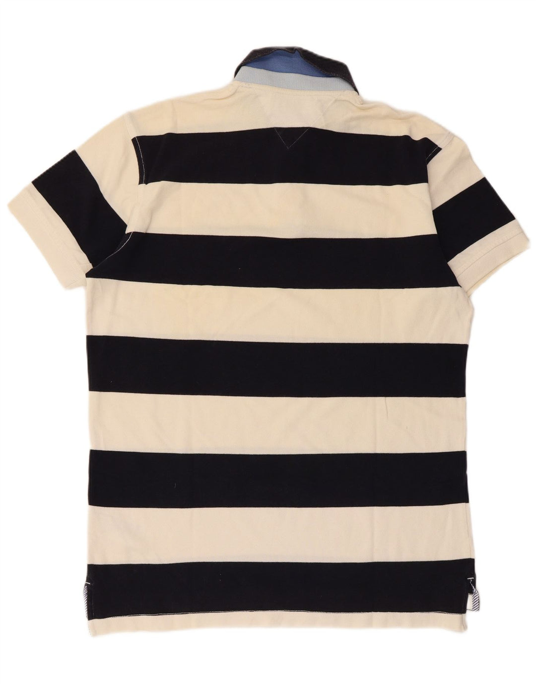 Camisa polo masculina de rugby TOMMY HILFIGER grande algodão listrado preto