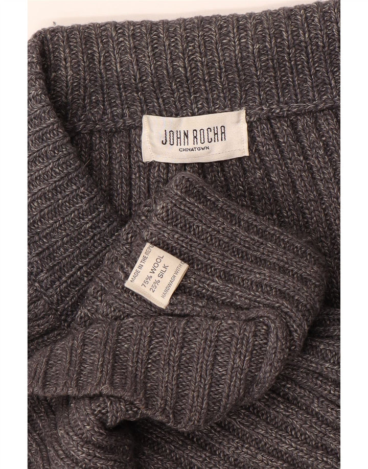 Saia midi feminina JOHN ROCHA grande W34 lã cinza