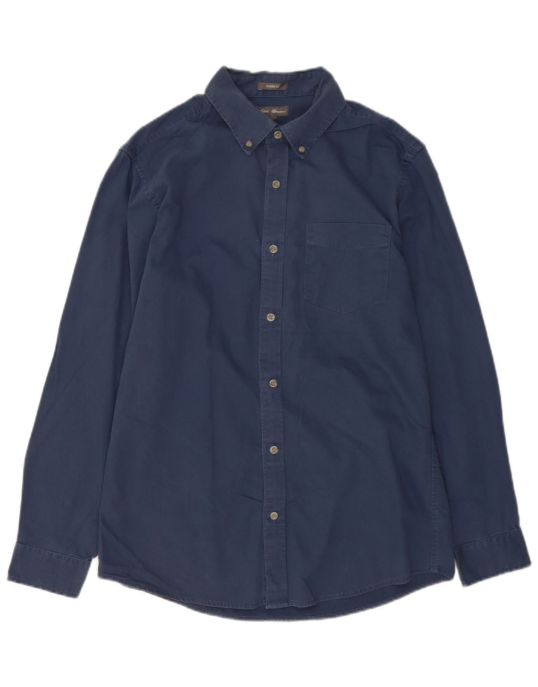Camisa masculina Eddie Bauer Classic Fit médio algodão azul marinho