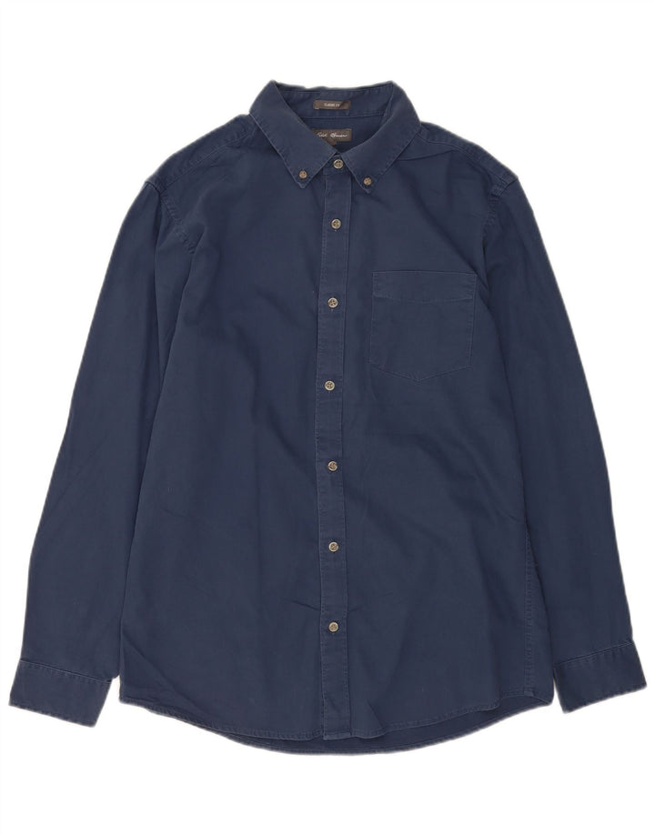 Camisa masculina Eddie Bauer Classic Fit médio algodão azul marinho