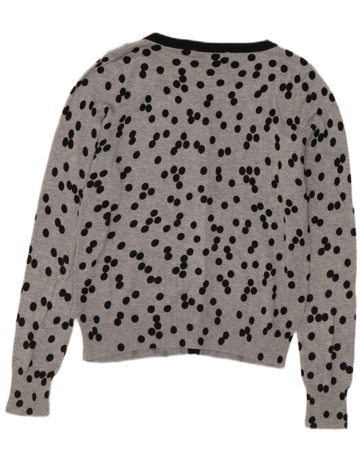 Suéter cardigã feminino Marks & Spencer Reino Unido 10 bolinhas cinza pequenas