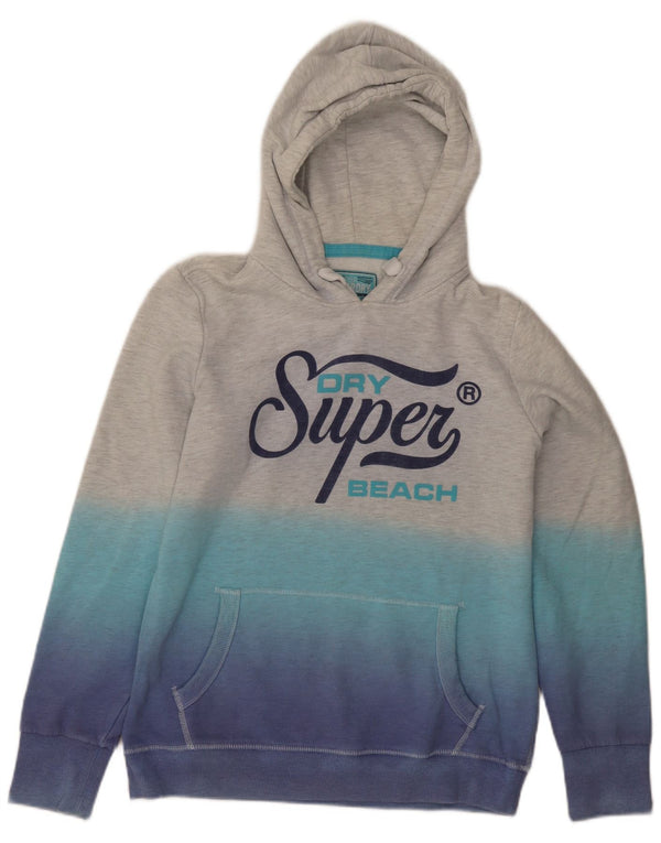 Suéter com capuz gráfico feminino Superdry UK 18 XL cinza tie-dye algodão