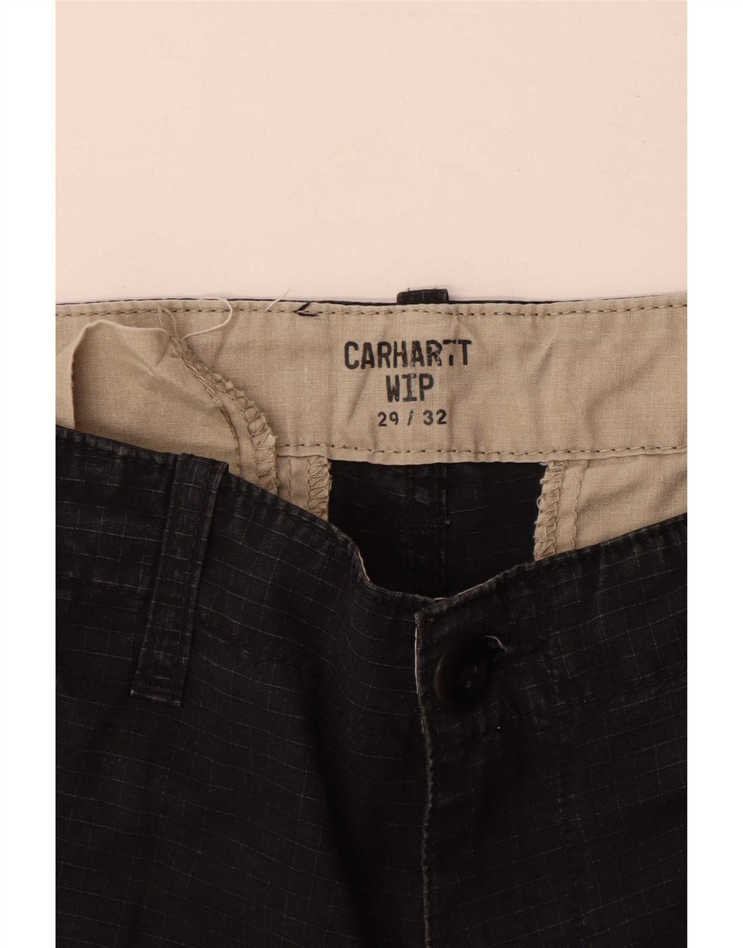 Calça cargo masculina Carhartt reta W29 L32 algodão xadrez preto