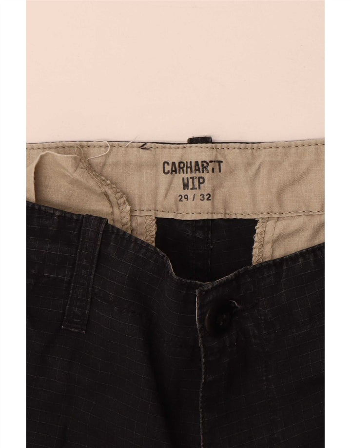Calça cargo masculina Carhartt reta W29 L32 algodão xadrez preto