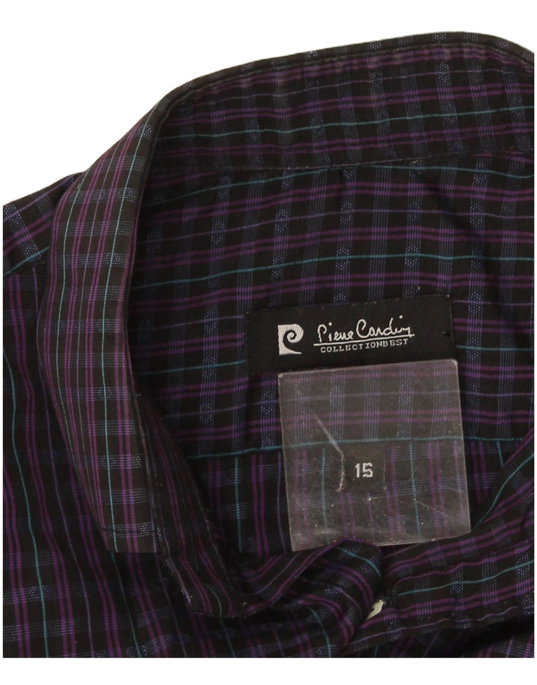 Camisa masculina Pierre Cardin Regular Fit tamanho 15 xadrez roxo médio