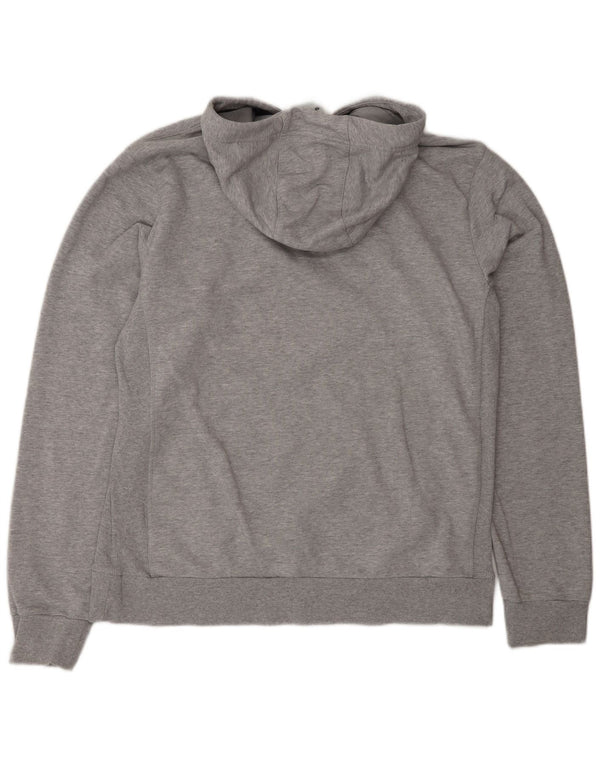 Adidas Mens Hoodie Jumper Grande Algodão Listrado Cinza