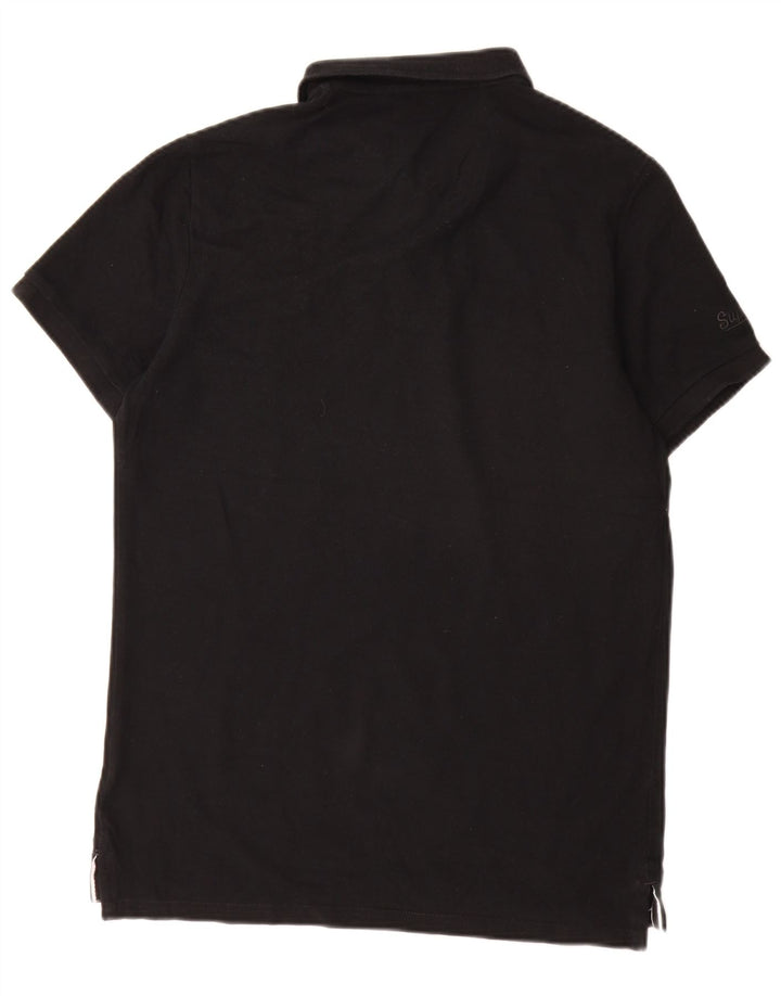 Camisa polo masculina Superdry gráfica grande algodão preto