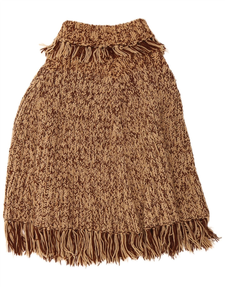 Poncho feminino vintage tamanho único marrom manchado
