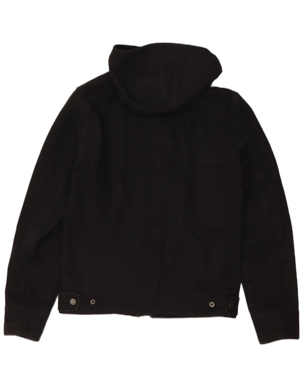 CALVIN KLEIN JEANS Jaqueta bomber masculina com capuz Reino Unido 38 lã preta média