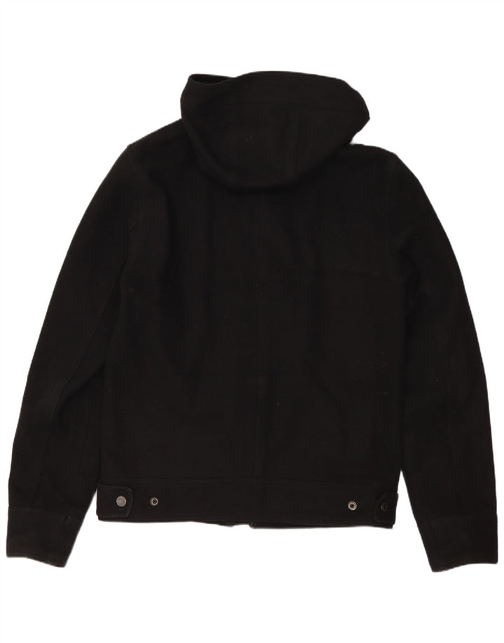 CALVIN KLEIN JEANS Jaqueta bomber masculina com capuz Reino Unido 38 lã preta média