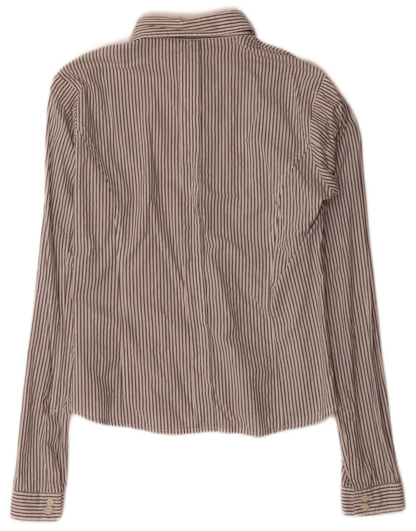 Camisa feminina Calvin Klein Jeans UK 14 grande algodão listrado branco
