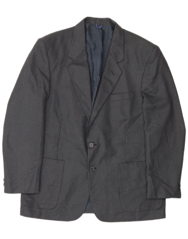 Jaqueta blazer masculina Farah com 2 botões Reino Unido 40 grande lã houndstooth azul marinho