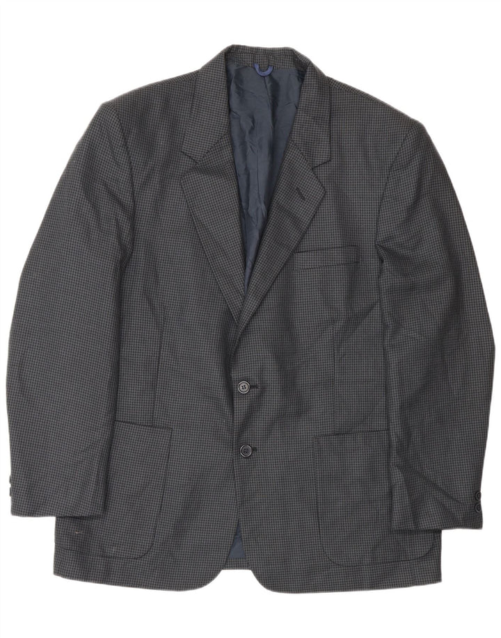 Jaqueta blazer masculina Farah com 2 botões Reino Unido 40 grande lã houndstooth azul marinho