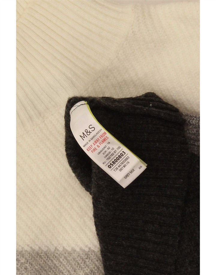 Suéter feminino Marks & Spencer com gola tartaruga Reino Unido 14 grande cinza