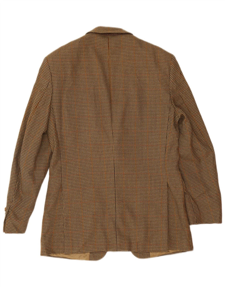 Jaqueta blazer masculina de 2 botões Marks & Spencer UK 36 pequena bege Houndstooth