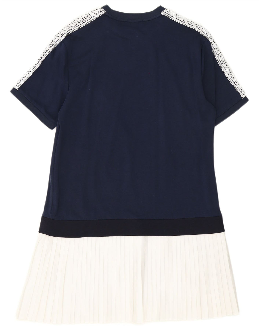 Vestido básico feminino Fred Perry UK 14 grande algodão colorblock azul marinho