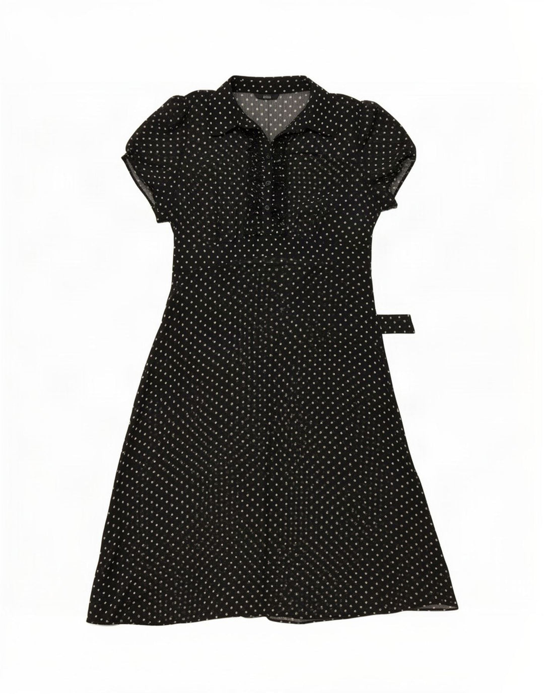 Vestido feminino Marks & Spencer transparente evasê Reino Unido 14 médio preto manchado
