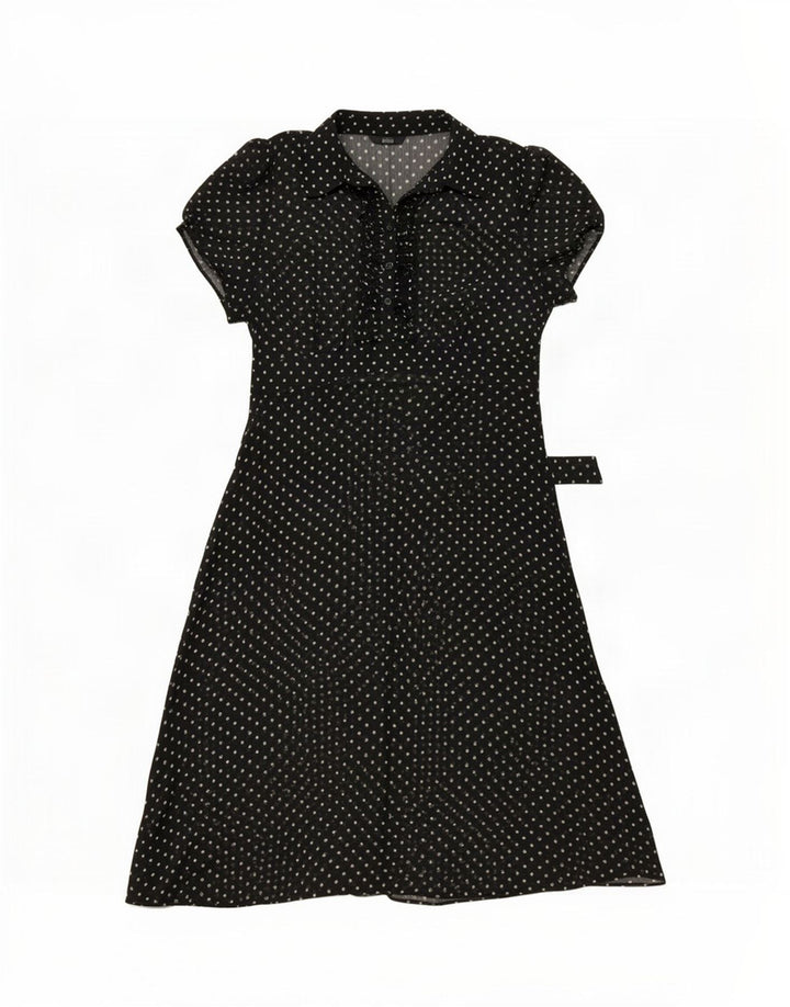 Vestido feminino Marks & Spencer transparente evasê Reino Unido 14 médio preto manchado