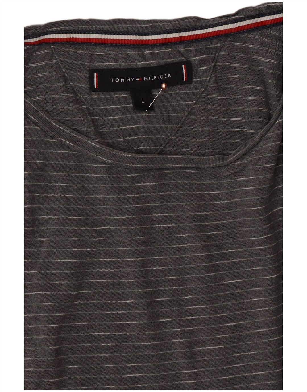 TOMMY HILFIGER Camiseta masculina grande listra cinza