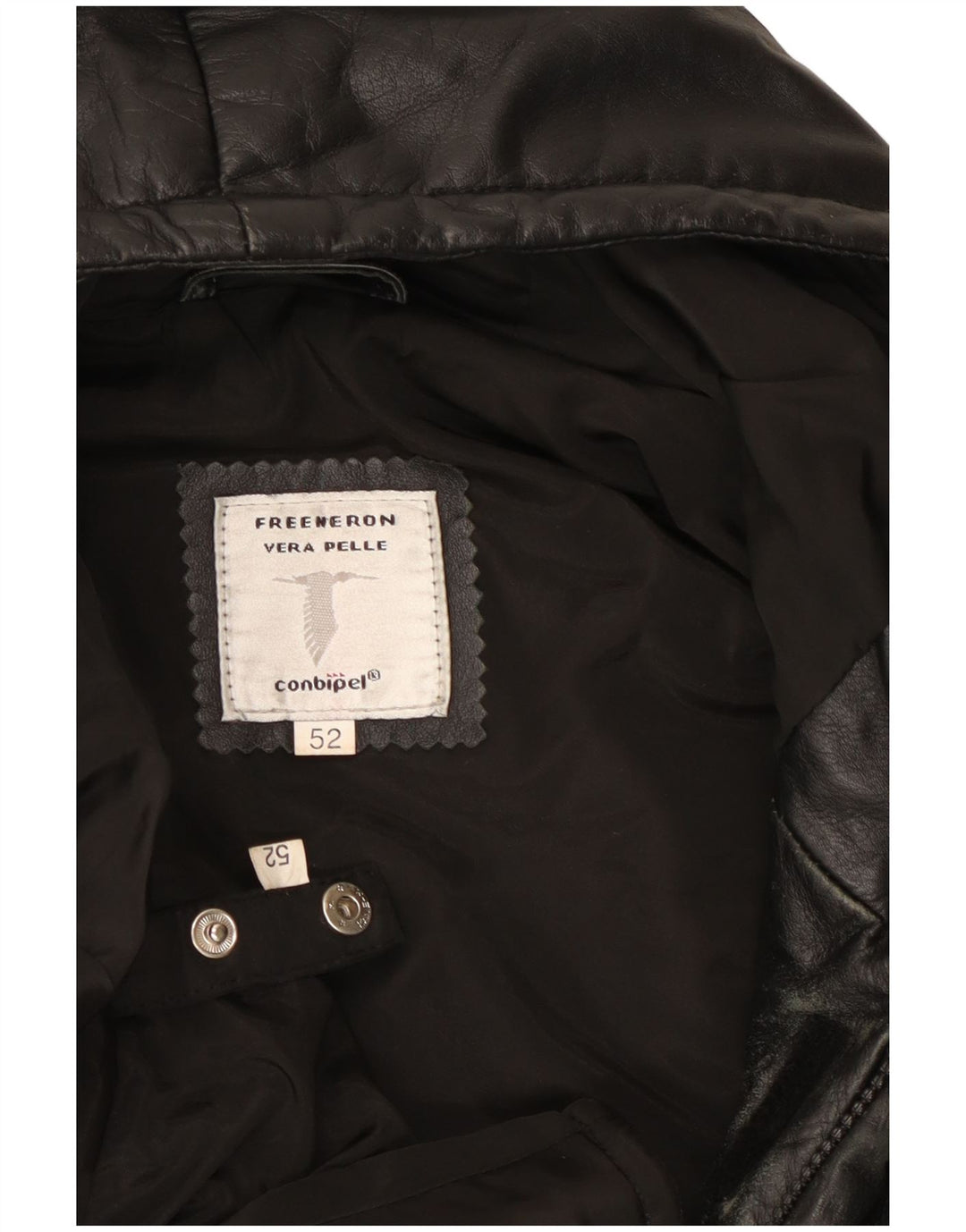 Jaqueta masculina de couro com capuz Conbipel IT 52 XL couro preto
