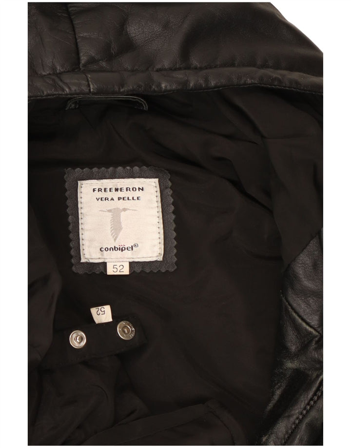 Jaqueta masculina de couro com capuz Conbipel IT 52 XL couro preto