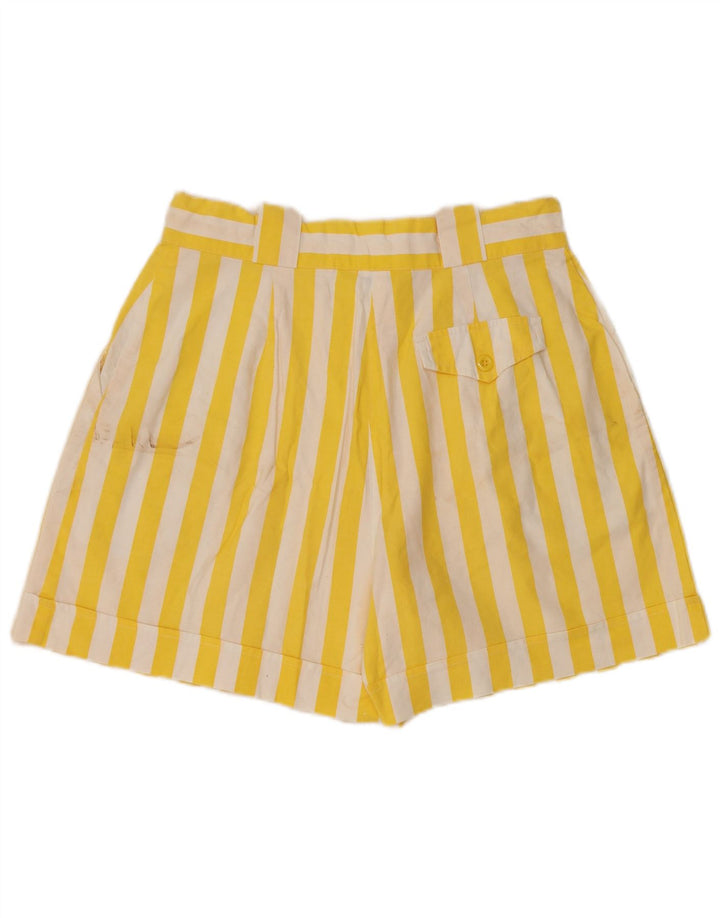 Shorts Chino feminino VINTAGE com perna larga UE 42 grande W30 listrado amarelo