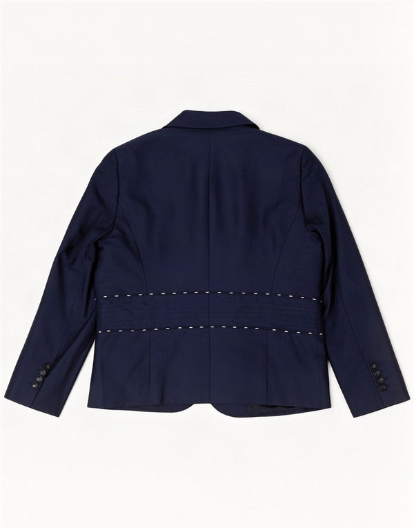 Luisa Spagnoli Womens 2 Button Blazer Jacket UK 18 XL Navy Blue Silk