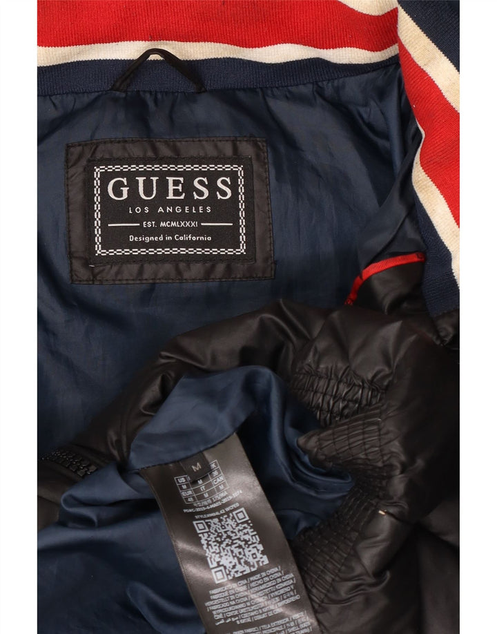 Jaqueta acolchoada com capuz Guess masculina UK 38 poliéster preto médio