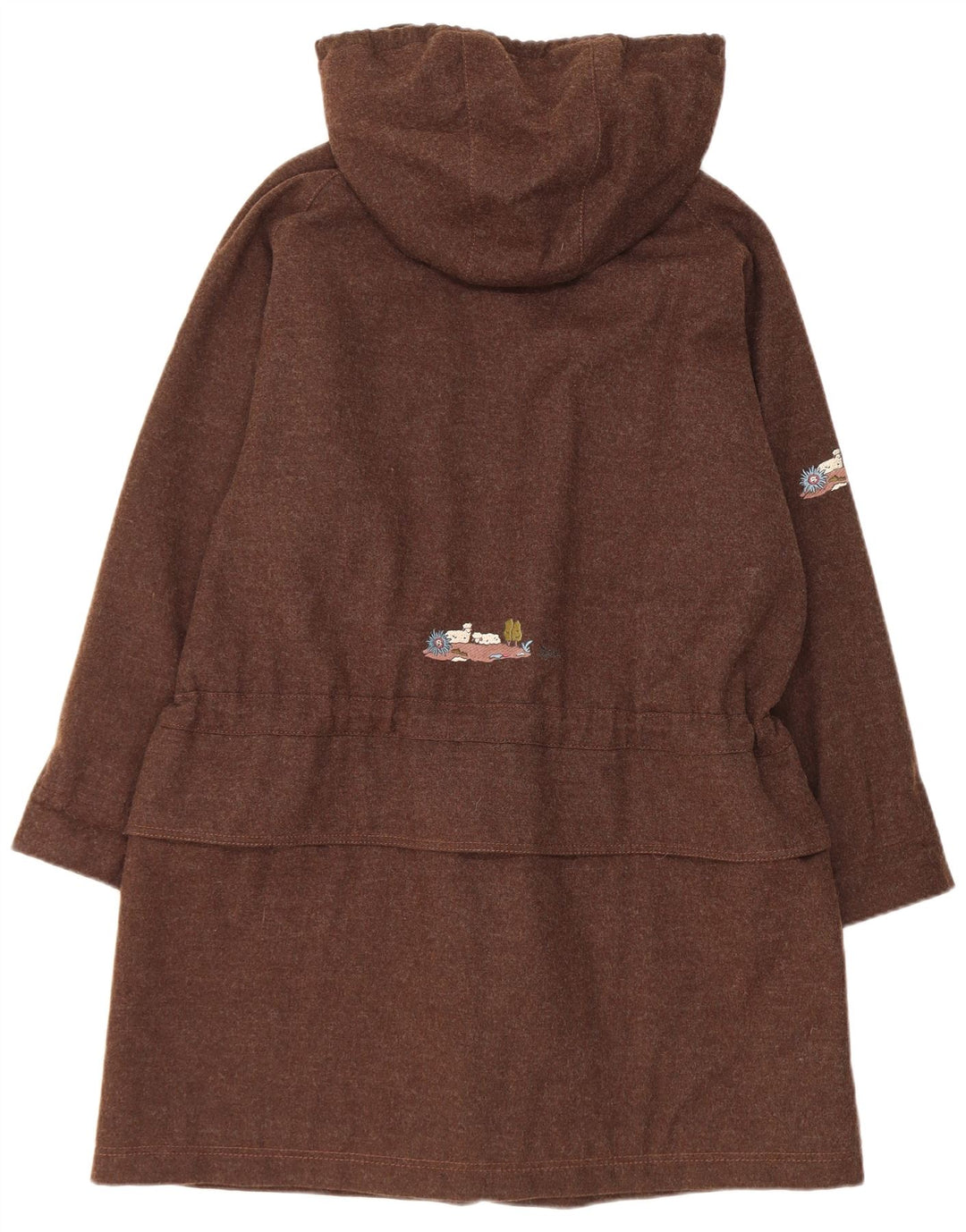 Jaqueta Parka Feminina Vintage Oversized com Capuz Gráfico Reino Unido 10 Pequena Lã Marrom